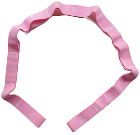 GIMIRO Bande élastique de fitness de 135 cm, 12 bandes de résistance segmentées pour yoga, pilates, danse, bande de stretching, bande de rééducation (Rose - 12 boucles)