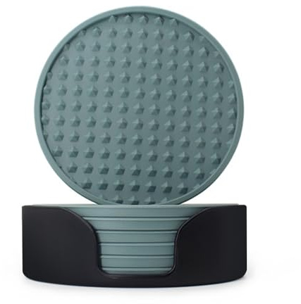Sottobicchieri, 6 Pezzi Sottobicchiere in Silicone Resistenti al Calore con Supporto, Tappetino per Tazza Antiscivolo Doppia Faccia