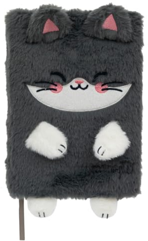 Mr. Wonderful - Cahier A5 peluche - Chat - Cahier de taille A5 avec reliure cousue - Avec 160 pages blanches