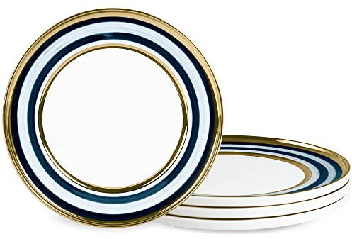 Fanquare Liten tallrik set om 4, 20 cm keramiktallrikar med läpp, modernt porslin för restaurangköket, mikrovågsugn och diskmaskinssäker