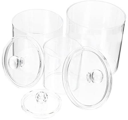 HOLIDYOYO 3piezas Cajas De Almacenamiento Para Baño Frascos De Boticario Organizador De Maquillaje De Tarro Para Hisopos De Algodón Para Baño y Tocador