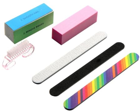 ARTSEWPLY Kit de Manicura Profesional 6 Piezas Limas de Uñas de Plástico y Pulidor para Uñas Naturales y Postizas en Salones y Uso Doméstico