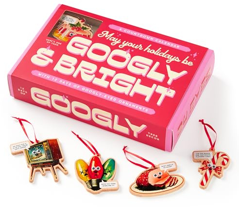 Brass Monkey Googly & Bright Holiday Ornament Countdown Calendar – 12 Days Googly Food Ornament Countdown Calendar For Christmas And Holiday