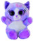 Bauer Spielwaren Heinrich Bauer_14241 Blickfänger Glitter Lashy Katze Plüschtier: Kuscheltier mit Glitzer-Katzen-Augen, ideal auch als Smartphone-Halter, 15 cm, lila -14241