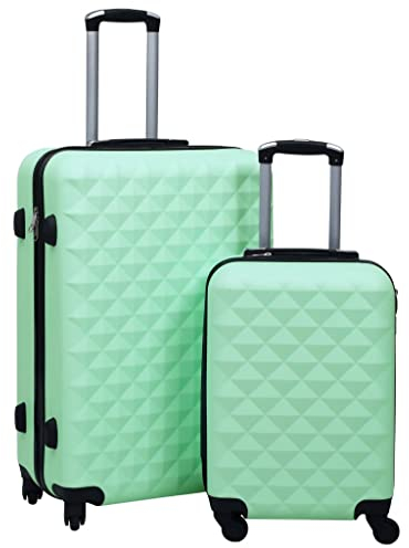 vidaXL Hartschale Trolley Set 2-tlg. 4 360-Grad-Rollen Hartschalenkoffer Reisekoffer Koffer Kofferset Handgepäck Bordgepäck Reise Minzgrün ABS