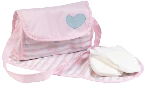 Adora Baby Doll Diaper Bag with Sturdy Straps, Includes Changing Mat and 2 Doll Diapers (Fits 13 Dolls), Birthday Gift For Ages 3+ - Classic Pastel Pink
