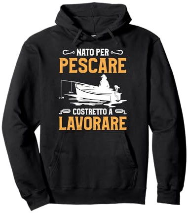 Nato per Pescare Divertente Regalo di Pesca per Un Pescatore Felpa con Cappuccio