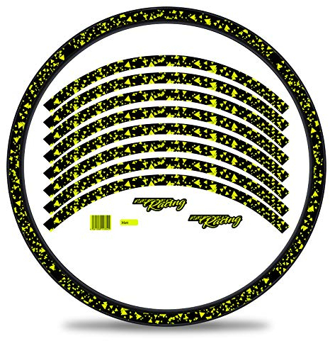 16-delars set fälg kant klistermärke för cykel fälgar i delta design komplett set för 69 cm (29 tum) för landsvägscykel mountainbike MTB löphjul RX028 (neongul, glans)