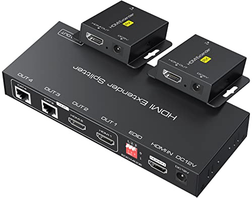VPFET HDMI Extender Splitter über Cat5e 6 165ft 1 In 2 Out Übertragung hinzufügen zwei Loop HDMI Out Balun Ethernet Unterstützt 1080p HDCP EDID POC Eine Stromversorgung for die Arbeit mit