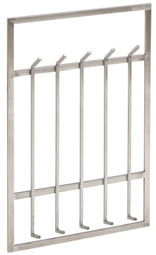 FineBuy Wandgarderobe Metall Silber 60 x 100 cm - Design Garderobenpaneel - Wand Garderobenleiste mit Hakenleiste - 10 Kleiderhaken