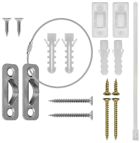 Kippsicherung für Regale, Kommoden und Schränke, 12 Pack, zum Schrauben, einfach zu aktivieren/deaktivieren, aus Metall, für Kleinkinder, Haustiere, Set mit Befestigungsmitteln, Kippschutz für Möbel
