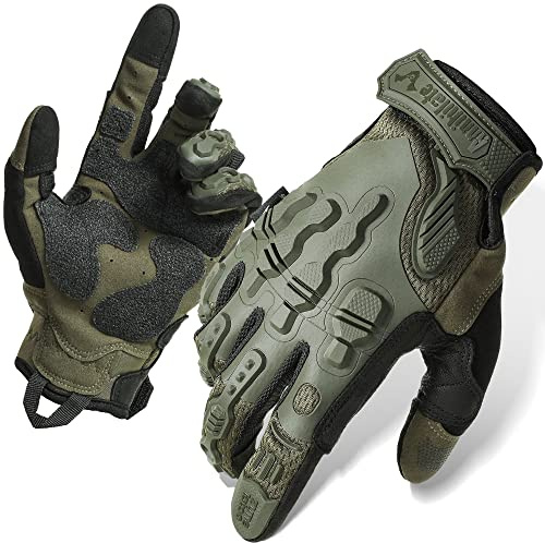 Zune Lotoo Gants Tactique Militaire, Gants Moto Respirants Compatibles avec Écran Tactile pour Homme Femme, Gant Kevlar Airsoft Militaire Anti Coupure pour Paintball Motocross Randonné (Vert L)