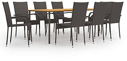 Yolola Poly Rattan Gartenmöbel Set für 8 Personen - Gartengarnitur Sitzgruppe Sitzgarnitur Sitzgruppe Gartenaus Stapelstühlen & Esstisch - Sitzgruppe - Braun