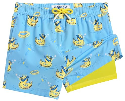 MaaMgic Badehose Jungen 2-in-1 Badeshorts Kinder mit Anti-Scheuer Innenhose | Schnelltrocknende Schwimmshorts & Boardshorts | Verstellbarer Tunnelzug | 4-Wege Stretch für Strand, Pool & Sport 2T-16 J