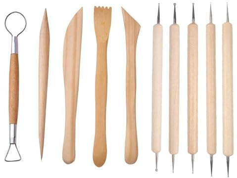 10 Stück Töpferwerkzeug Set, Modellierwerkzeug, Sculpting Ton Werkzeug, für modellierwerkzeug Set, Kunsthandwerk Töpfern Werkzeug, für Profis und AnfäNger, für Töpferei, Prägung, DIY