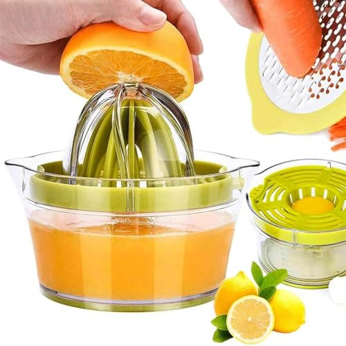 Spremiagrumi Manuale 4 In 1 Spremi Agrumi/Arance/Limone Spremi-Limone Manuale Spremuta Arancia Grattugia Formaggio/Limone/Zenzero Separatore Di Uova Contenitore Di 400ml - Verde