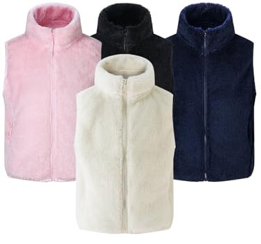 Generisch Kinder Fleeceweste Mädchen Stehkragen Reißverschluss Weste Ärmellose Kinderjacke Einfarbig Kostüme Übergangsjacke Klamotten Outdoorjacke Mode Mantel Kleidung Bekleidung Angebote Beige,160