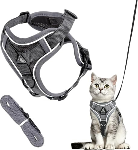 Cat Kitten Harness and Leash Set, Adjustable Reflective Escape Proof Vest S