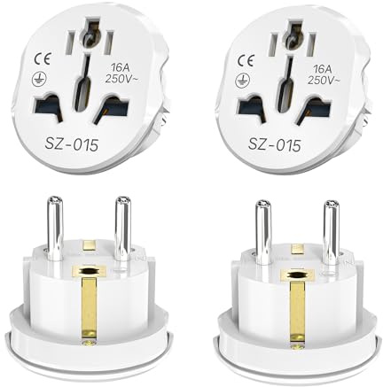 VIEVRE 4-pack universella uttagsadaptrar, kontaktadapter Kina till Europa, universell adapter för Europa, USA, Storbritannien, Thailand, Schweiz, Kina, Italien