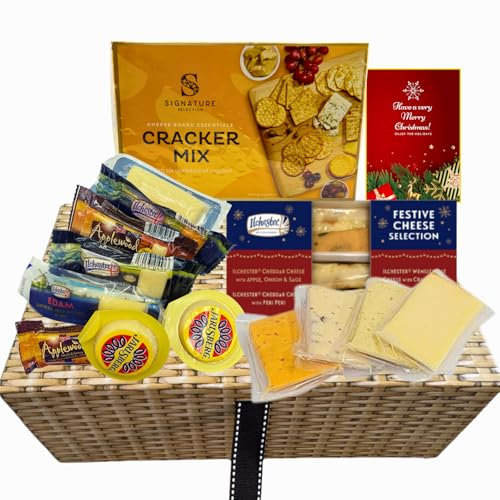 Cheese Hampers Gift Set - 4x 100g Cheeses Wedge, 12x Cheesee Mini Selection, Cracker Mix - Cheese Gift Set, Cheeseboard Gift Set, Birthday Hampers for Men and Women, Fathers Day Hamper