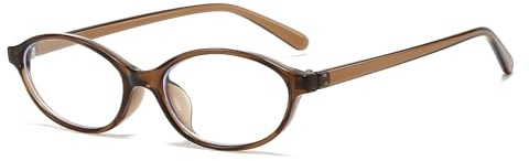 LJCZKA Oval Blue Light Glasses for Women Men Small Cat Eye Frame Anti Eye Satrain Headache Eyeglasses Y2K Clear Lens for Computer Gaming Reading (Light Brown, 0.0, x)