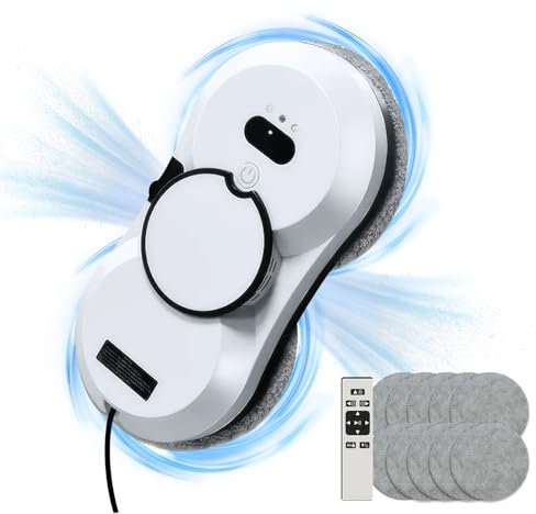 Qawner Robot lavavetri 5600 Pa, Robot pulitore automatico con funzione spray, navigazione intelligente, telecomando, funzione di rilevamento dei bordi, con 10 panni (A)