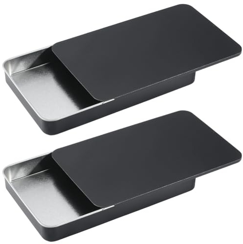 SOFPLATE 2 contenedor de Metal de 6.61 x 4.06 x 0.77 pulgadas con Tapa Deslizante Caja de Hojalata Portátil Contenedor Vacío con Tapa Rectangular Caja de Almacenamiento de Viaje Reutilizable Y Portáti