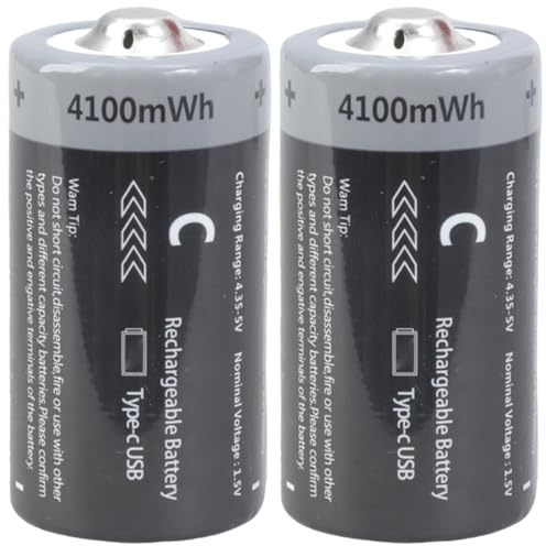 Batterie C ad alta capacità Batterie al litio ricaricabili USB Tempo di ricarica 2H 1000+cicli Batteria sicura e facile da usare Batterie ricaricabili USB