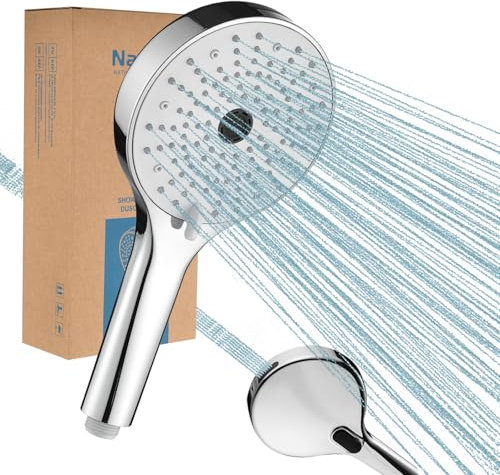 Nafall Soffione Doccia alta Pressione : Doccino per Doccia con 4 Modalità, Potente Modalità di Getto ad Alta Pressione per una Pulizia Efficace di Vasche da Bagno e Piastrelle (⌀ 130 Mm)