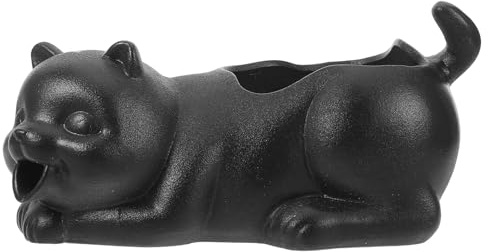 TOYZFRIENDY Cracheur d'eau pour Bassin en Céramique Noire Figurine Décorative de Chat Fontaine Cascade pour Aquarium et Jardin Diffuseur d'eau Oxygénant pour Environnement Aquatique