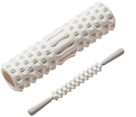2 delar yoga kolumn skum muskelrulle fitness pilates tillbaka massage gym hem myofascial release kropp avkoppling för sport (vit set)