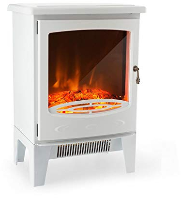 Klarstein Meran - Elektrokamin, Elektrischer Kamin mit Flammeneffekt, E-Kamin, 950 oder 1850 Watt, stufenloses Thermostat, InstaFire ohne Rauchentwicklung, dimmbar, Überhitzungsschutz, weiß