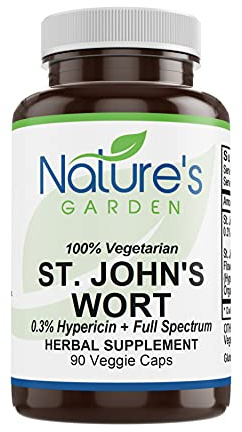 NATURE'S GARDEN ESSENTIALS St. John's Wort - 90 Veggie Caps with Standardized 0.3% Hypericin, 450mg Formula per Capsule - Organic St John's Wort Extract