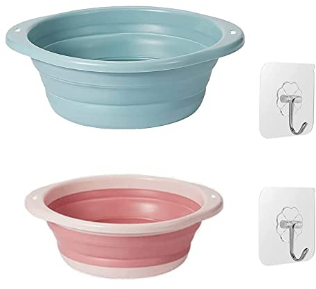 Zhailyn Faltbare Waschschüssel, 2 Stück Outdoor Faltbar Spülschüssel, Faltbar Camping Waschschüssel, Mehrzweckschüssel, 800ml für Reisen/Camping/Wohnmobil/Outdoor-Aktivitäten (Blau und Rosa)