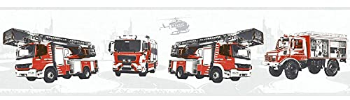 Profhome Papier peint d'enfant 358141-GU bordure rouge noir gris blanc 0,13 m x 5,00 m / 0,65 m2