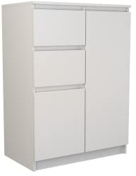 CDF Kommode Weiß 2 Türen 2 Schubladen Komode & Sideboards Schmal Schubladenkommode Sideboard 97 cm Hoch Wohnzimmer Komodenschrank 40x70x97 für Schlafzimmer Arbeitszimmer Flur Schubladenschrank