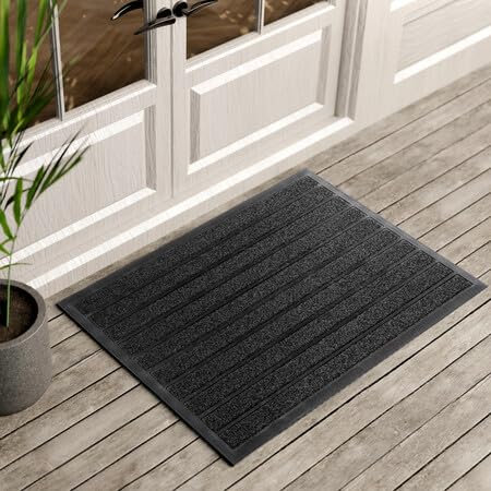 ubdyo Door Mats Indoor - Extra Durable Dirt Trapping Indoor Mats - Non-slip Rubber Rubber Door Mat - Low Profile Welcome Mat - (61 x 91 cm, Bright Black)