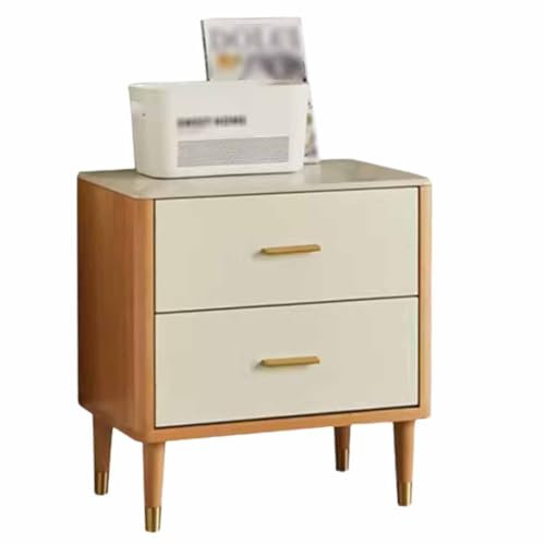 CHEMYO Oversize Space Premium Light Luxury Solid Wood Rock Panel Storage Small Side Table European Beech White Simple Bedside Table Bedside Furniture