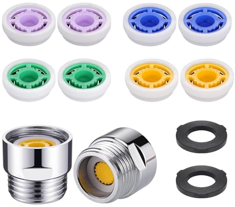 Wekuw 12er-Set Durchflussbegrenzer Dusche Wassersparer Durchflussbegrenzer Wasserhahn Wassersparer für Dusche 1/2 Zoll Wasserspareinsatz für Küche, Bad, Hotel, 4L, 5L, 6L, 7L