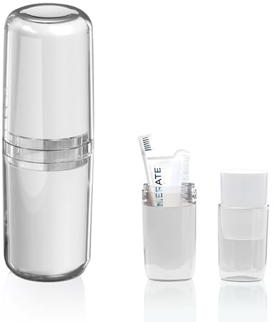 Tasse de Brosse à Dents de Voyage 4 in 1 Portable Support Porte Dentifrice Organisateur de Lavage Etui Ensemble de Gobelets Résistant Poussière Rince Bouche Étui pour Camping École la vie en plein air