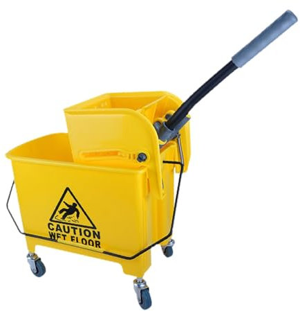 Amagogo Mop Bucket on Wheels, Side Wringer, 20L Capacity for Household, 16.5 X 11 X 24.4 Inches, Potable Handle