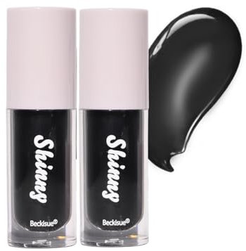 Pakivs 2Pcs Translucenter Schwarzer Lip Oil Set, Schwarz Glossy Lipgloss, Plumping Lip Tint, Hydrating Mirror High-Shine, Lang Anhaltender Feuchtigkeitsspendender, Nicht Klebriger