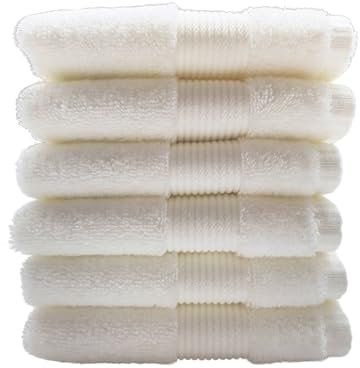 Maisonette Pure 100% Baumwolle Waschlappen (30 x50cm, 6er-Pack) - Gesicht, Hand Elfenbein Handtücher für Badezimmer & Kleine Gästehandtücher