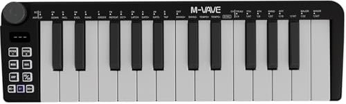 M-VAVE Mini-Tastatur mit 25 Tasten - Professioneller Beat Maker und Keytar für Keyboard Musikproduktion Builtin Battery Wireless Connect Schwarz