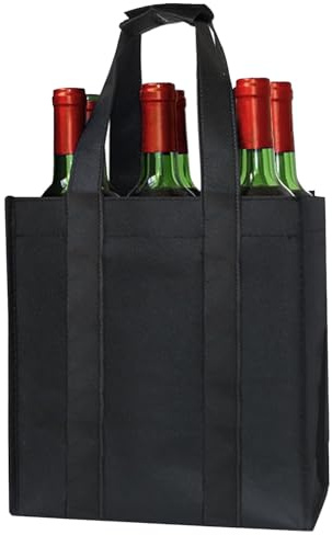 NECXON Borsa Porta Vino 6 Bottiglie con Maniglie, Tessuto Non Tessuto Durevole, Bottiglie con Maniglia per Il Viaggio Picnic BBQ Party trasportare Bevande di Vino, 27x18x27cm
