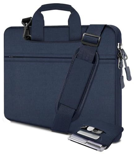 HSEOK Borsa a Tracolla per Laptop da 17,3 pollici, Custodia Protettiva Antiurto Resistente con Tasche Multiple, Compatibile con la maggior parte dei Notebook da 17-17,3,Blu scuro