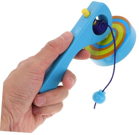 FIXOSHEE 3 Piezas Juguete de Peonza de Madera con Mango y Cuerda para Tirar Juguete Giratorio Infantil para Niñas Edad Preescolar Tradicional Portátil y Educativo Color Color Aleatorio