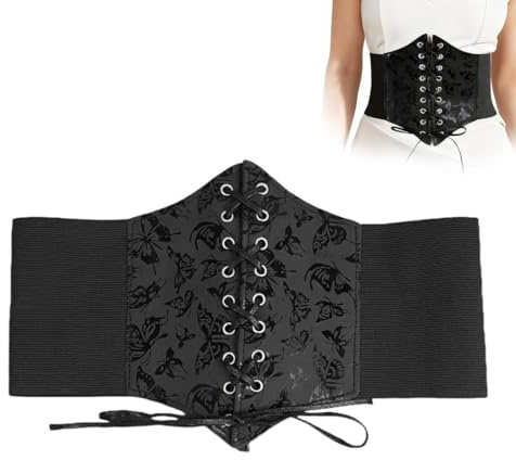 IBXWMNG Ceinture Corset Rétro pour Femmes Ceinture Corset à Lacets Large Élastique Rétro Waspie Femme Cinch pour Robes