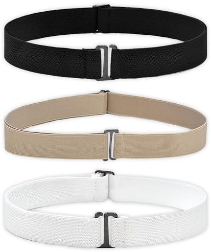 Forevat Cinturón de cintura para mujer, 3 piezas de cinturón sin hebilla, cinturón elástico invisible con hebilla plana, cinturón elástico ajustable para mujer, para jeans, vestidos, vestidos de noche