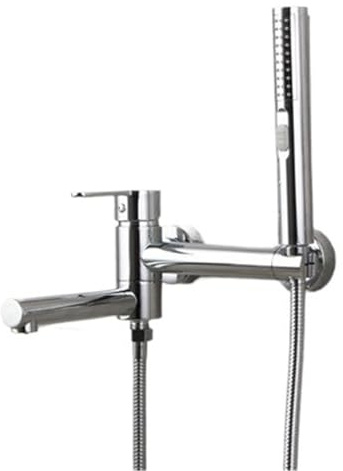Set doccia for vasca da bagno a parete, rubinetto girevole in oro spazzolato, bidet e miscelatore for bagno in ottone(Style 1 chrome)